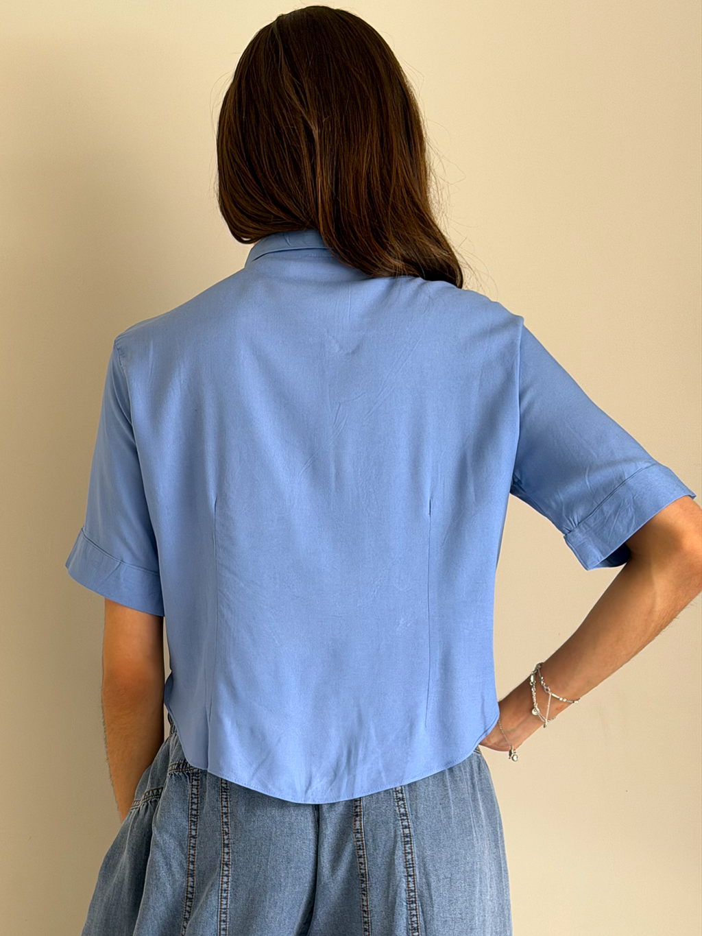 CAMISA STELLA BORDADA AZUL