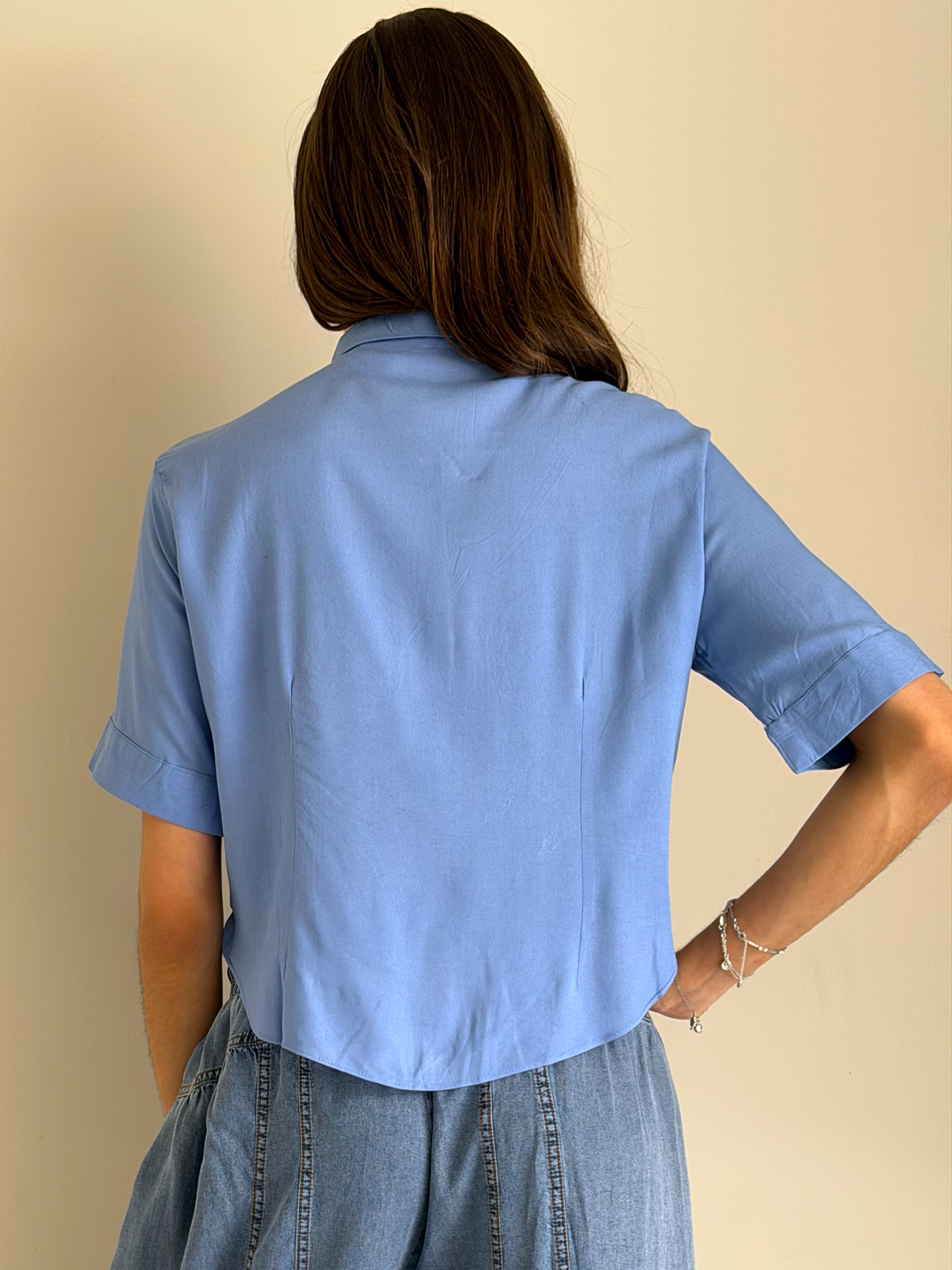 CAMISA STELLA BORDADA AZUL