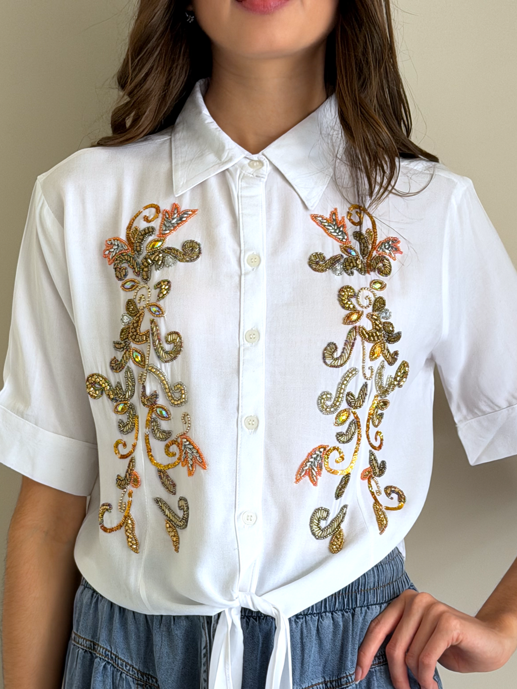 CAMISA STELLA BORDADA BLANCA