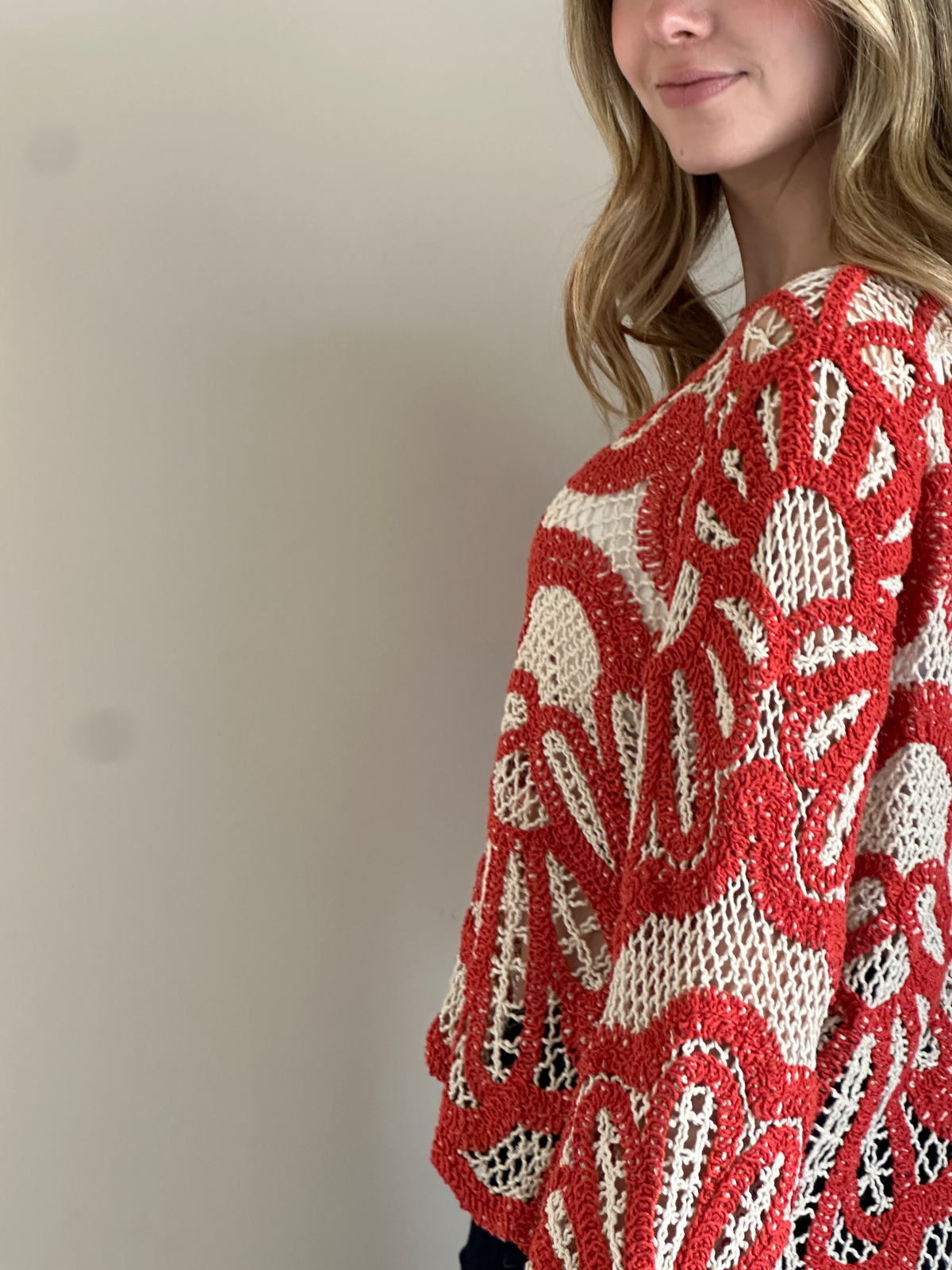 BLUSA CROCHET FLORES RUST