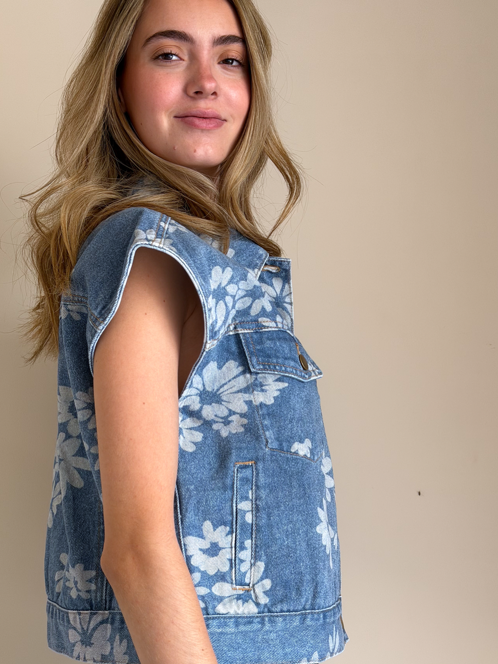 CHALECO FLORECER DENIM