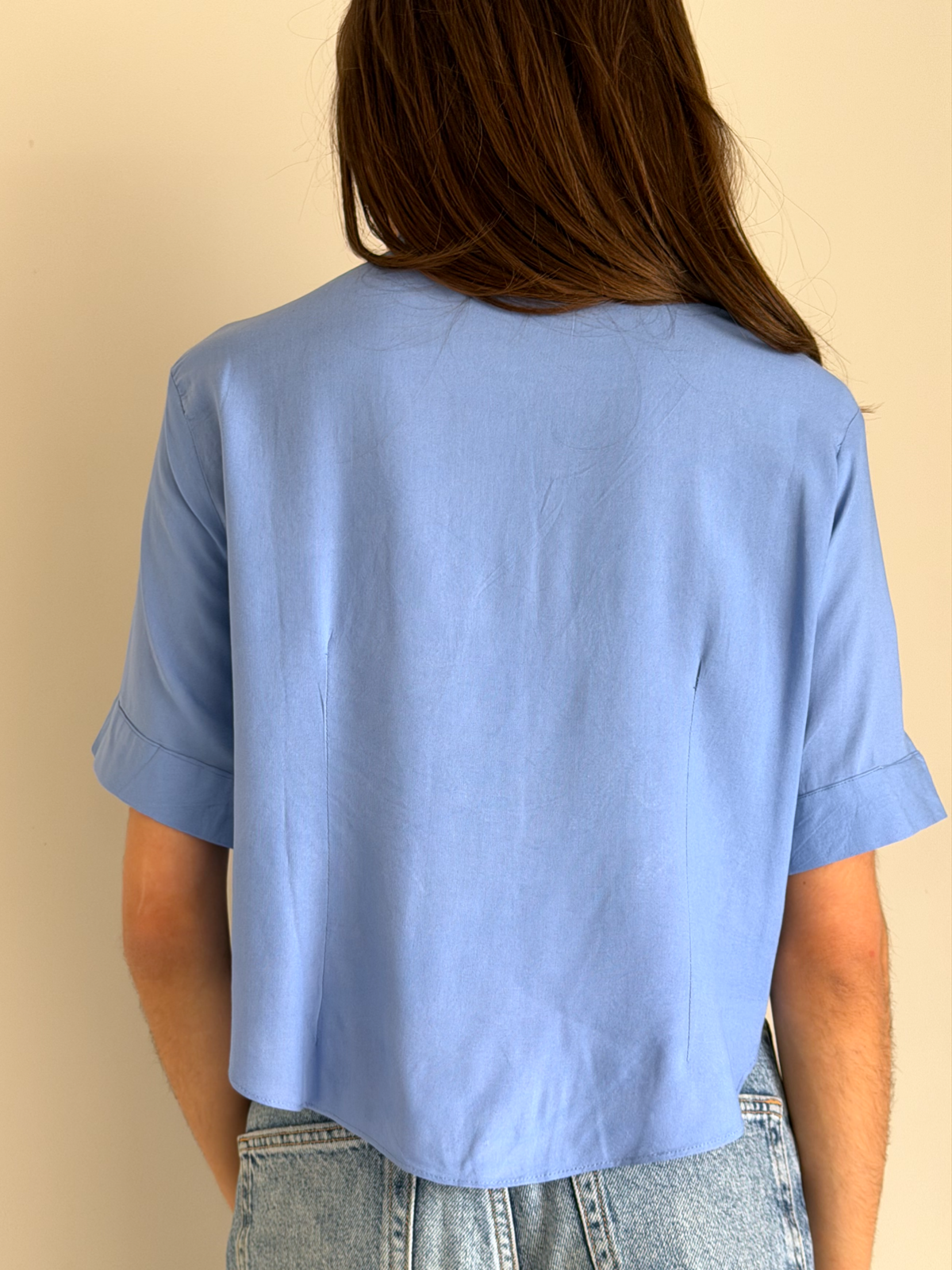 CAMISA STELLA BORDADA AZUL