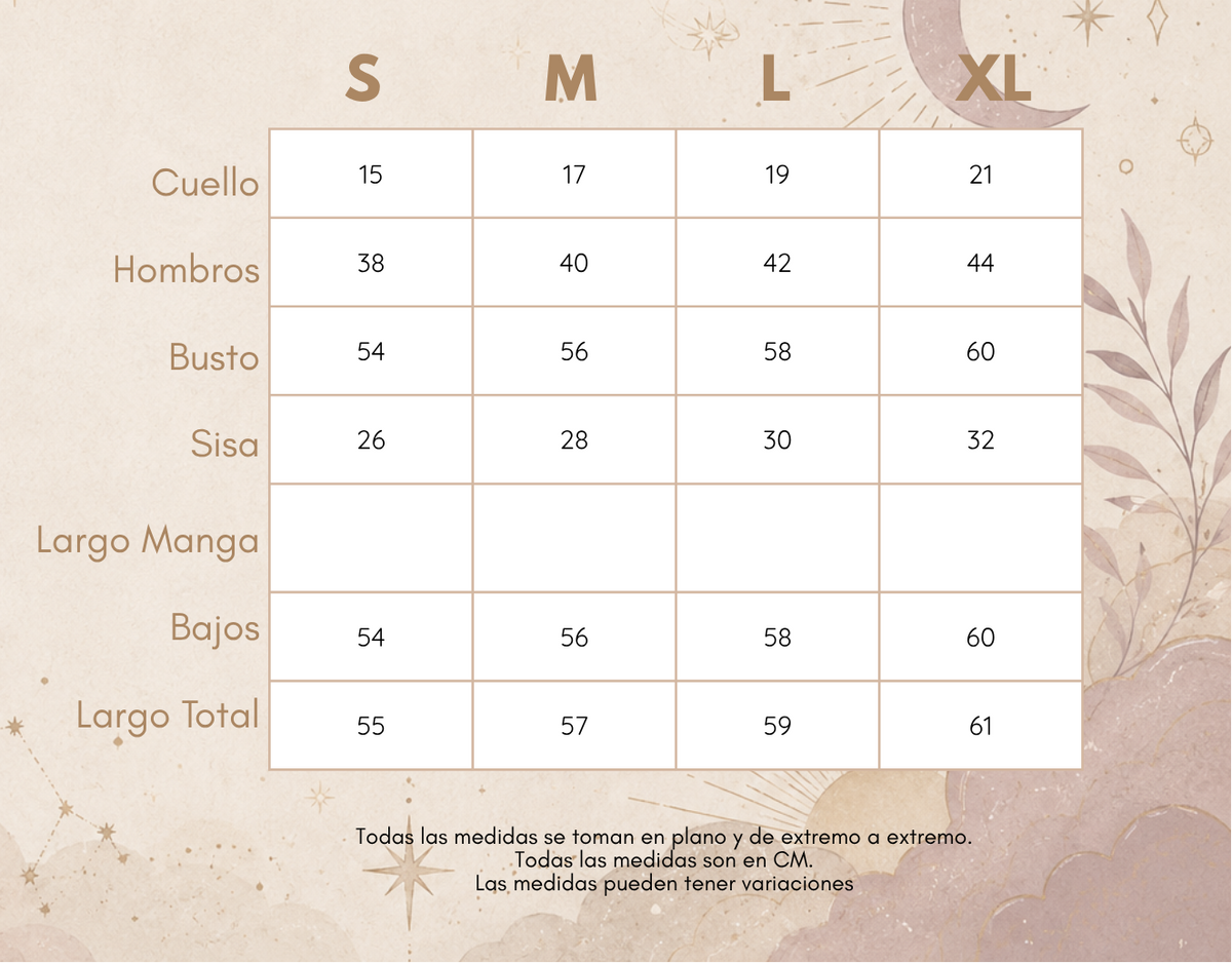 Medidas CHALECO ANIMAL DENIM