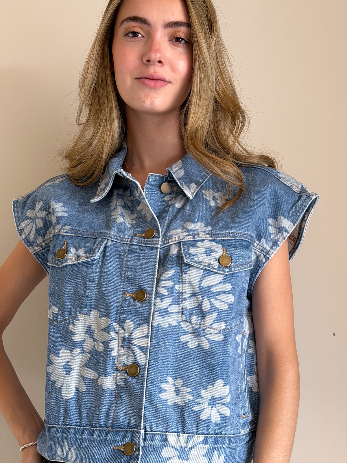 CHALECO FLORECER DENIM