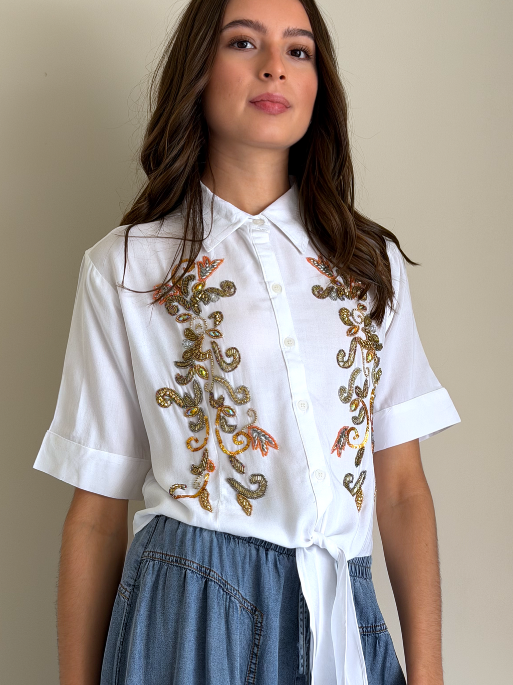 CAMISA STELLA BORDADA BLANCA
