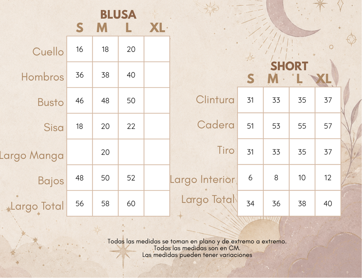Medidas SET BRISA ASTRAL