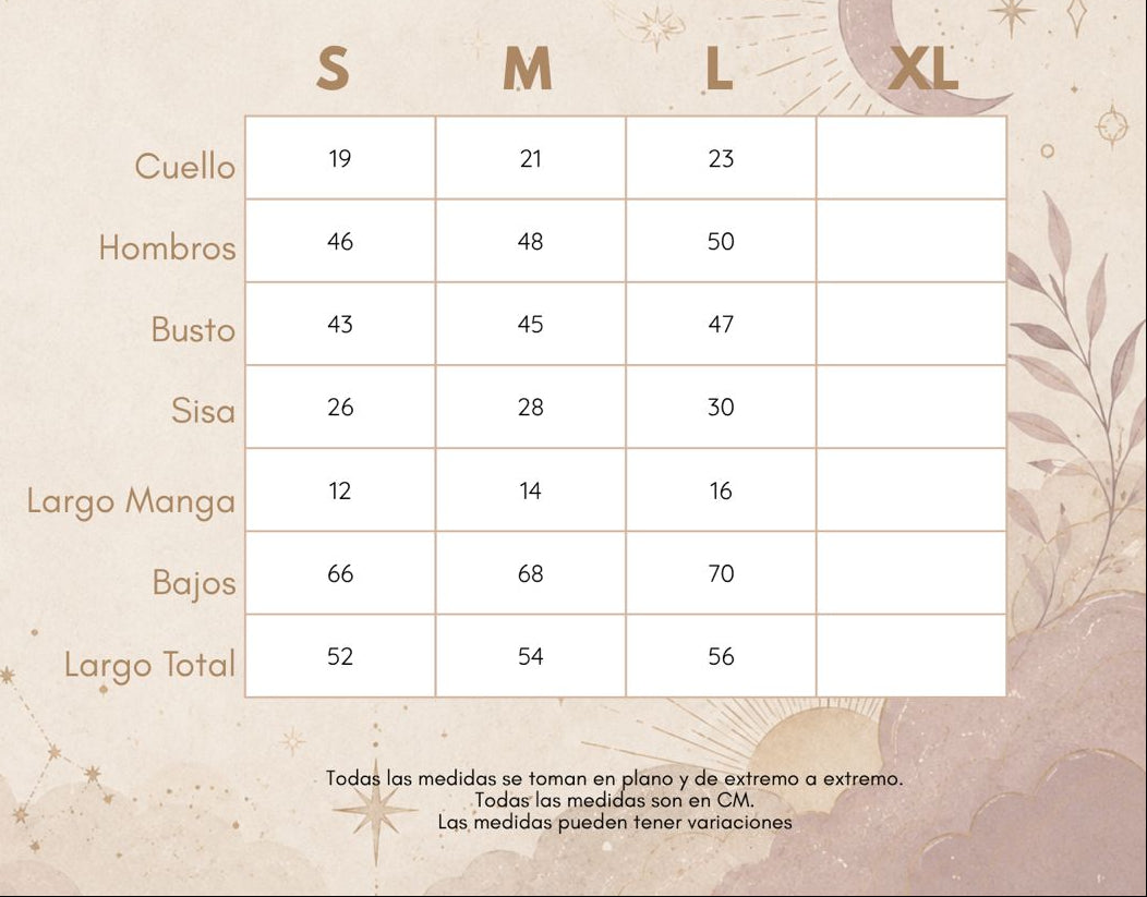 Medidas BLUSA ALMA BOHEMIA