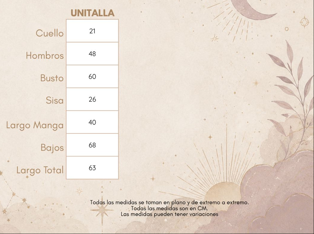 Medidas BLUSA CONSTELACIÓN BLANCA